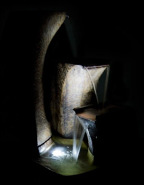 Curving Vessel Garden Fountain Unique Design Lighted - Image 2