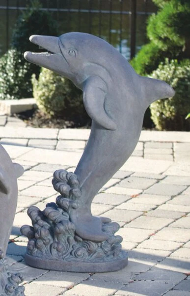 Dolphin On Wave Plumbed Sculpture 34" H - Image 2