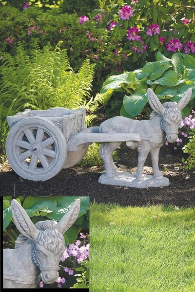 Donkey With Cart Garden Sculptures 45" L - Image 3