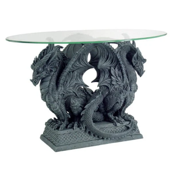 Double Dragon Accent Table Sculpture