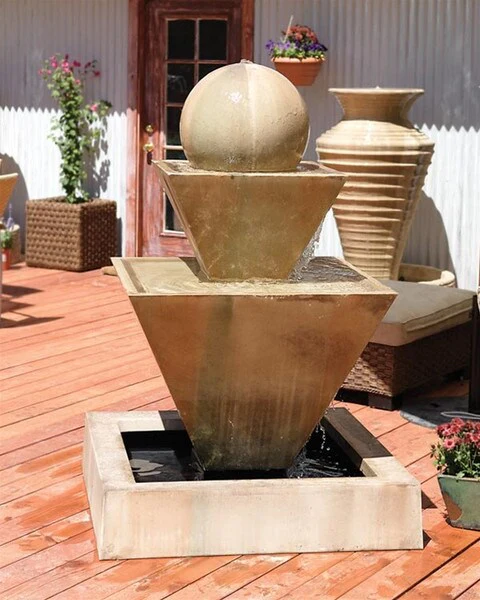Double Oblique Fountain With Ball 64" H