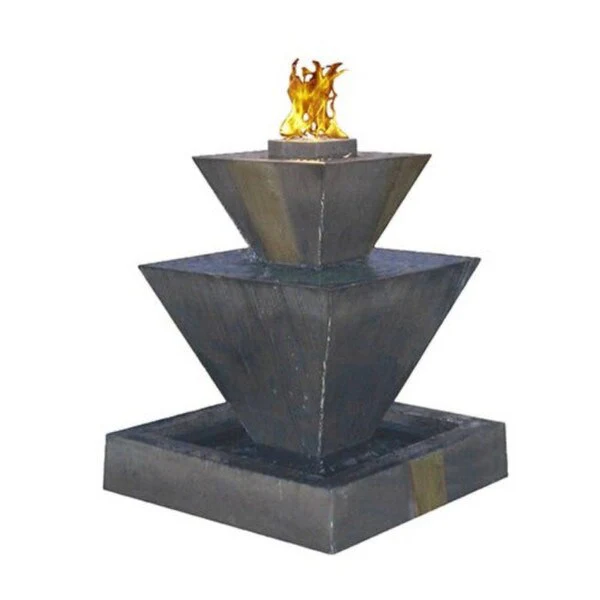 Double Oblique Modern Art Fountain with Fire
