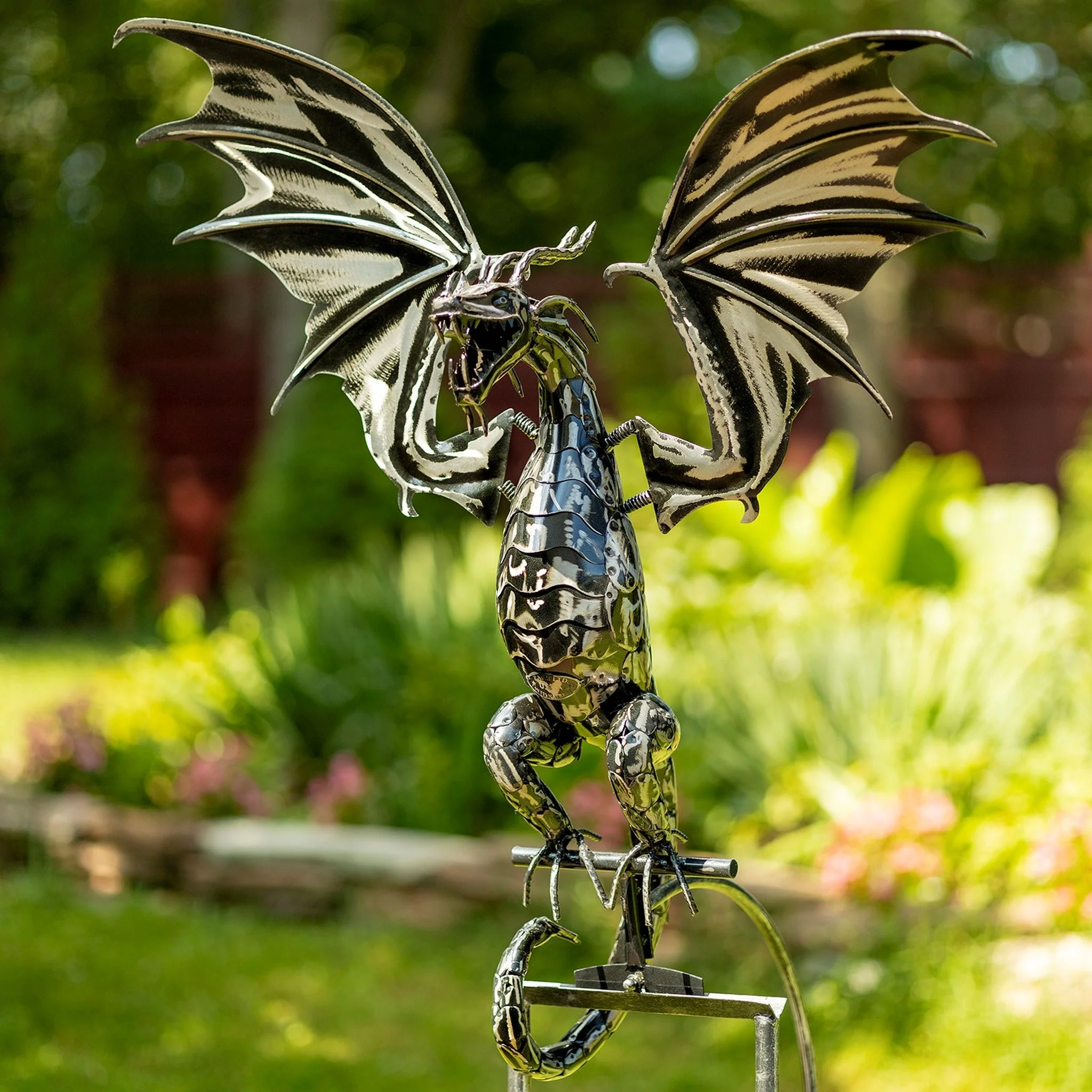 Wind Motion Dragon Garden Stake with Tail Down 86" High