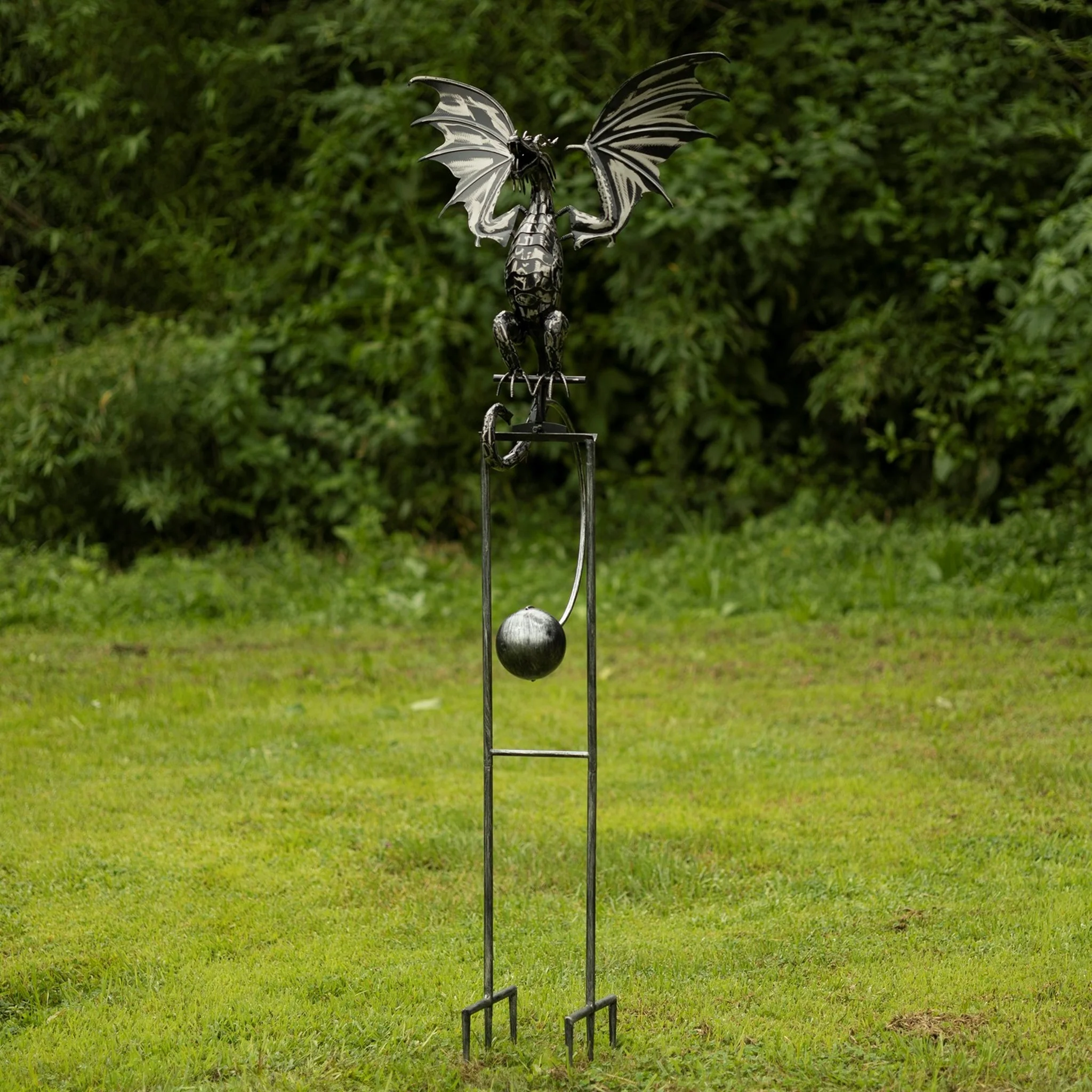 Wind Motion Dragon Garden Stake with Tail Down 86" High - Image 2