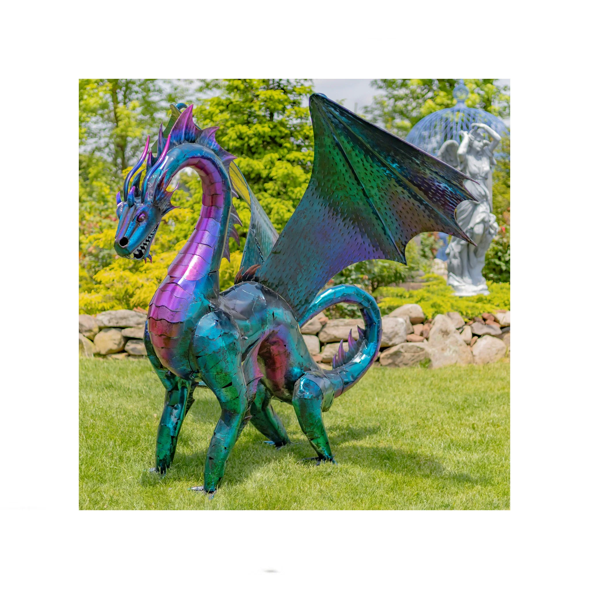 Dragon Statue 6 Feet Tall Iron Rainbow Color