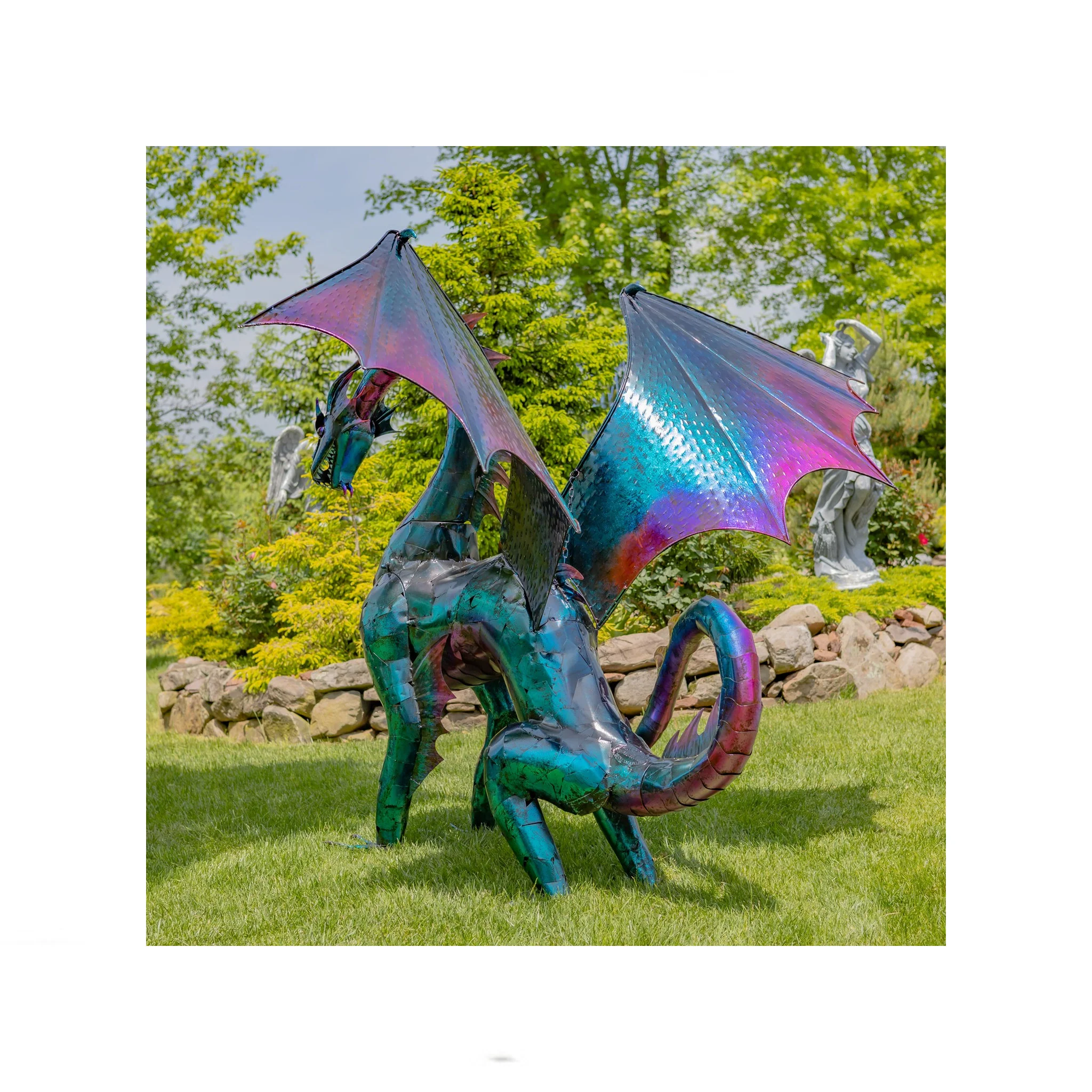 Dragon Statue 6 Feet Tall Iron Rainbow Color - Image 4