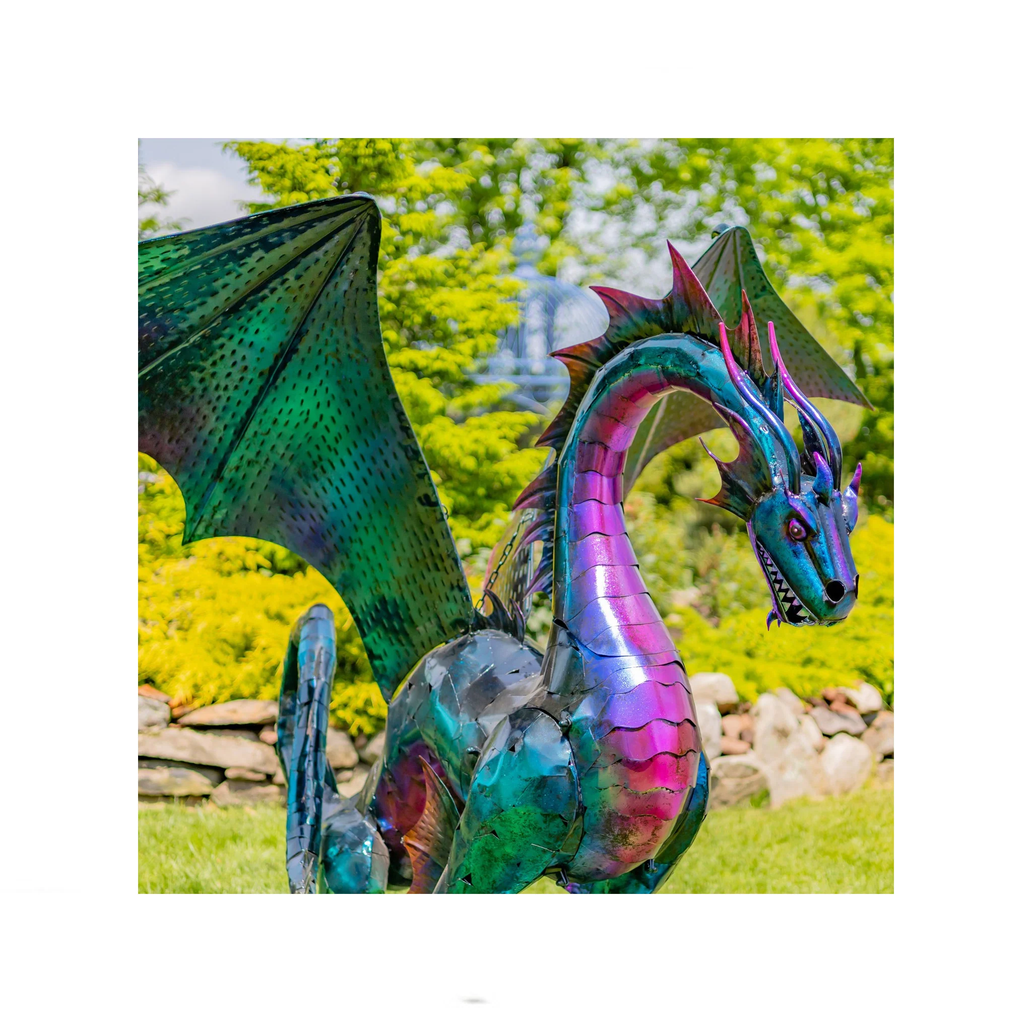 Dragon Statue 6 Feet Tall Iron Rainbow Color - Image 5