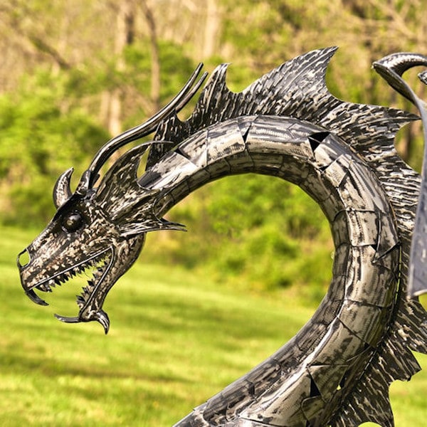 Dragon Statue 6 Feet Tall Iron Sculpture - Image 6