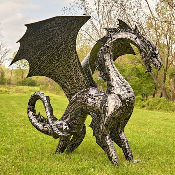 Dragon Statue 6 Feet Tall Iron Sculpture - Image 7