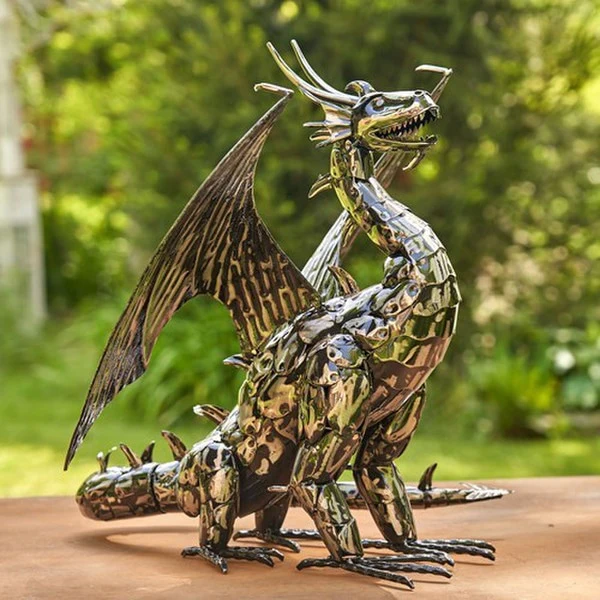 Dragon Statue Forged Iron Sculpture 21" High - Image 6