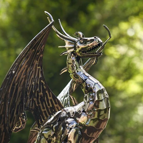 Dragon Statue Sentry Iron Sculpture 21" High - Image 5