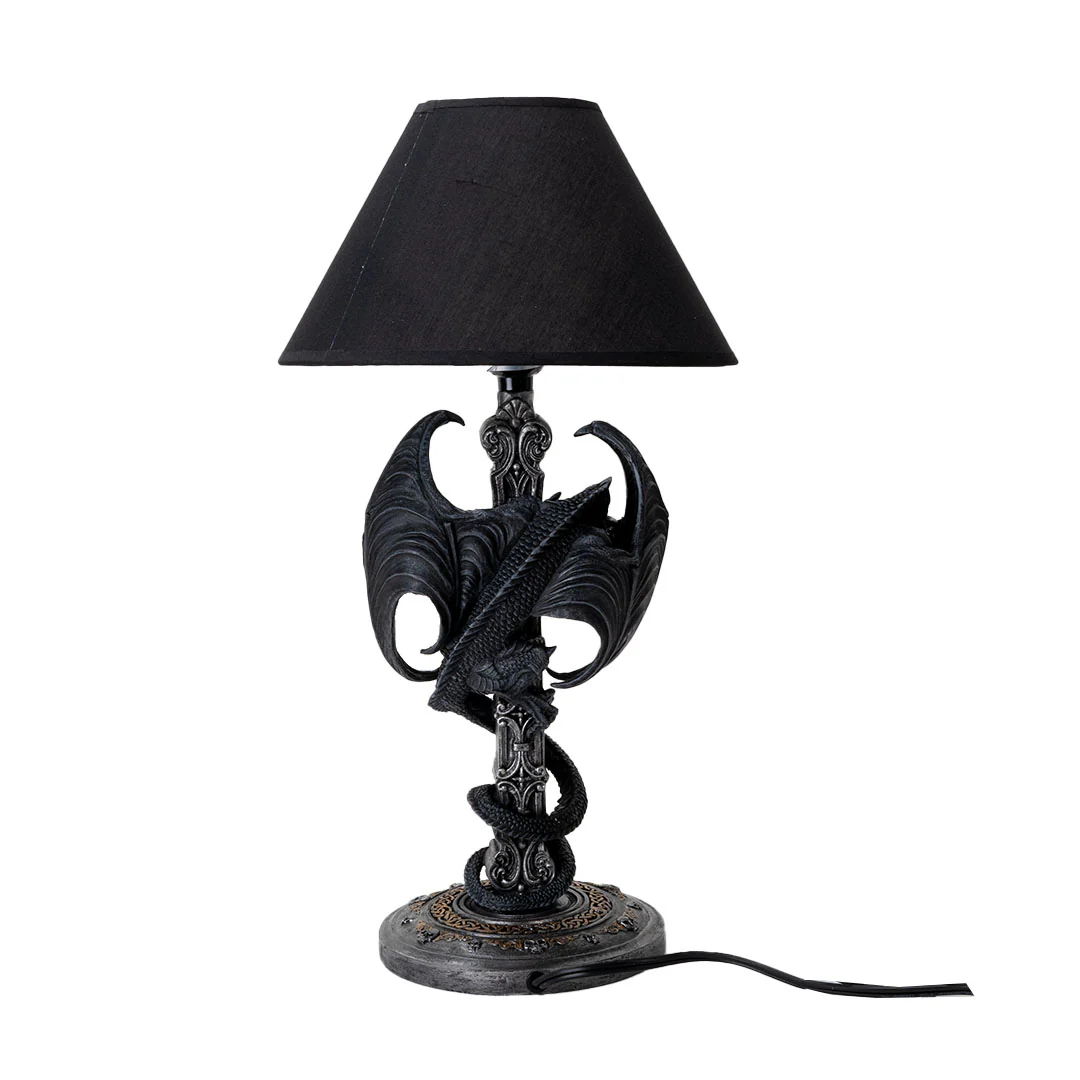 Dragon Wrapped Cross Sculptural Lamp Accent Light - Image 3