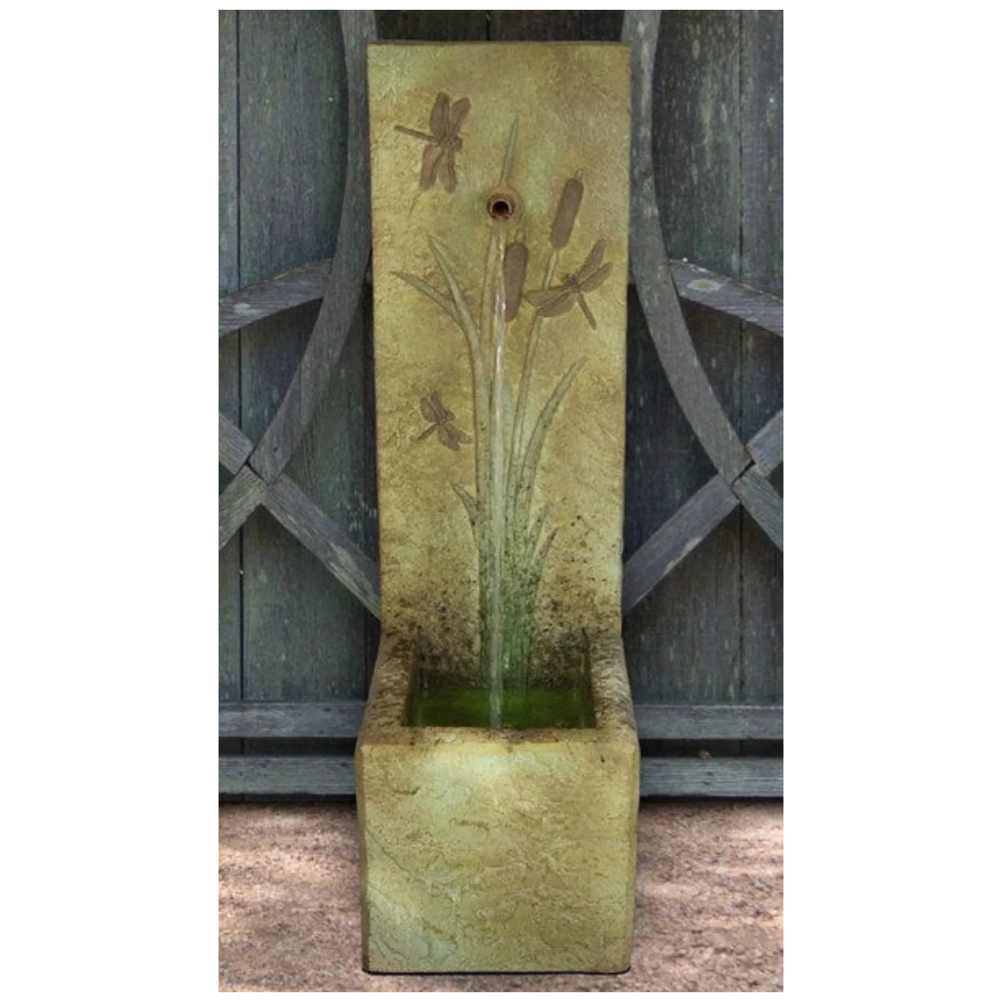 Dragonflies and Cattails Water Fountain with Light - Image 2