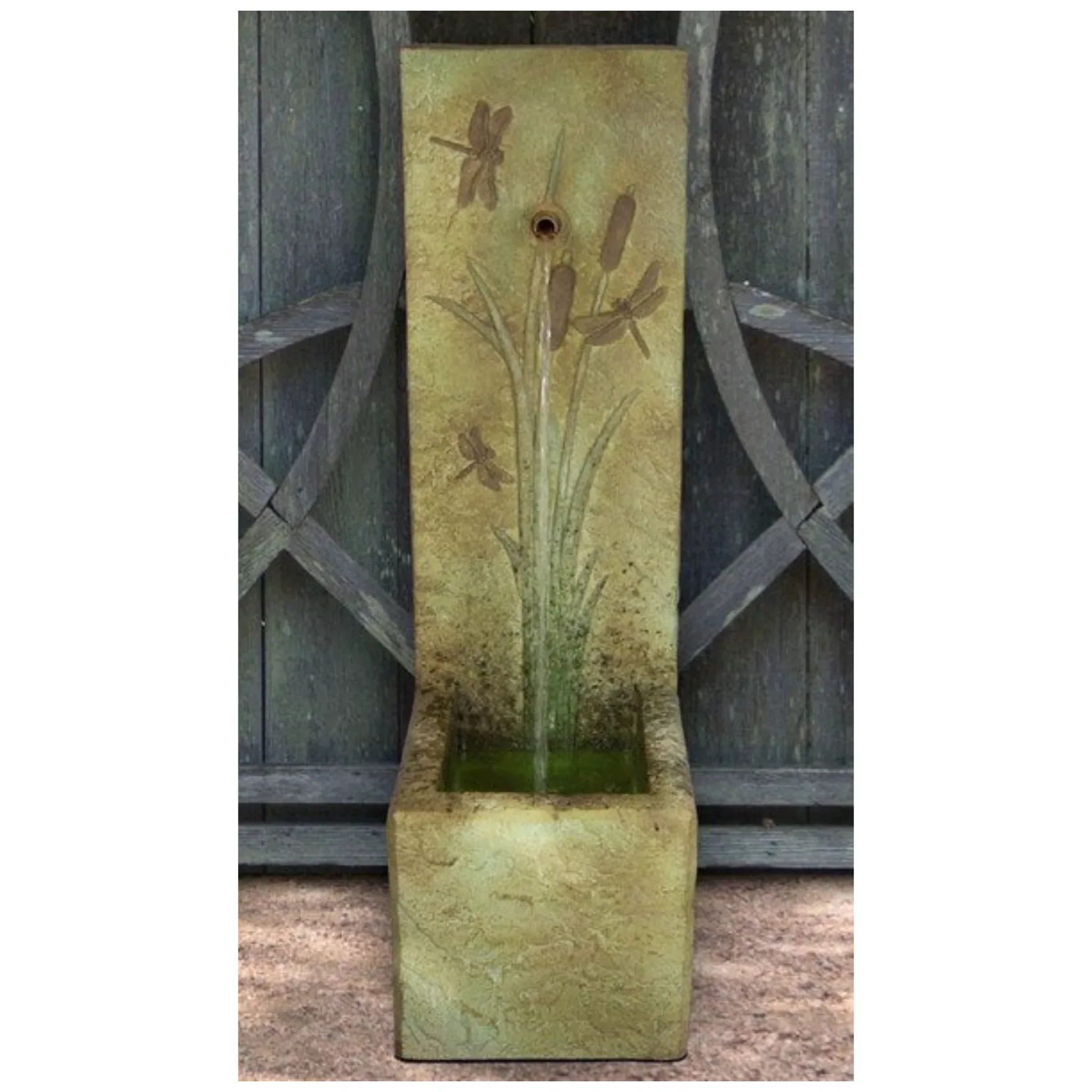 Dragonflies and Cattails Water Fountain with Light - Image 3