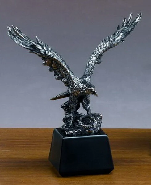 Eagle Antique Silver Figurine Statue 11.5" H