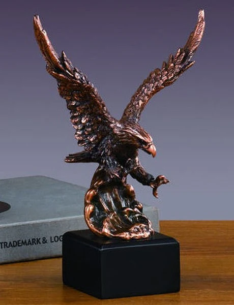 Eagle Figurine in Flight Bronze Patina 9.5"H