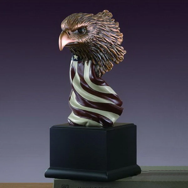Eagle Head Bust with American Flag Statue 7.5" H Award