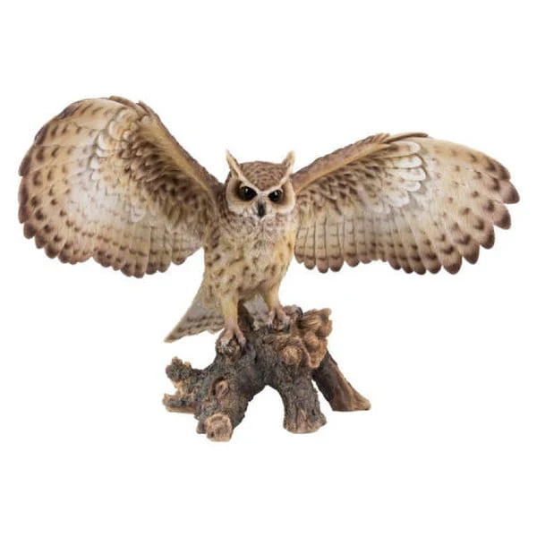 Eagle Owl Sculpture Wings Open Statue
