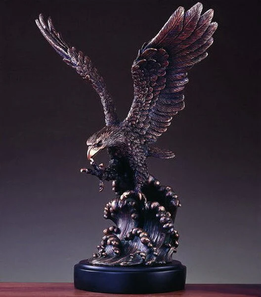 Eagle With Waves Sculpture 20" High Statue