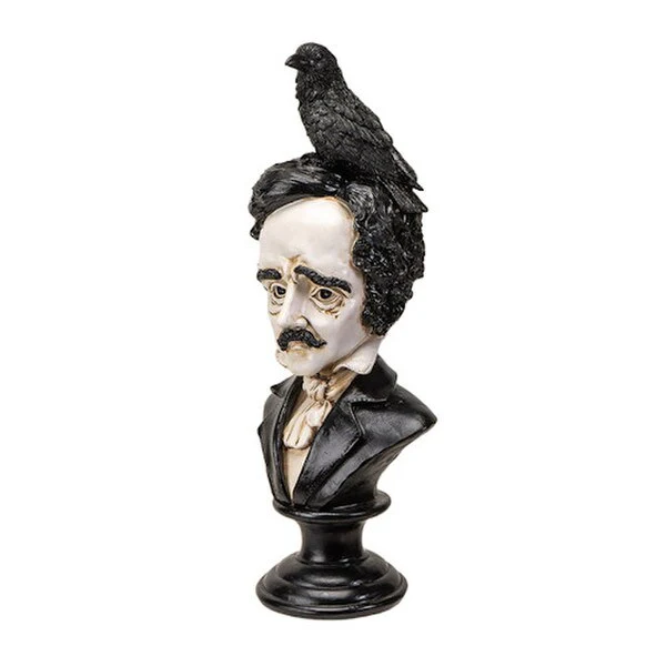 Edgar Allen Poe Bust with Raven Statue - Image 3