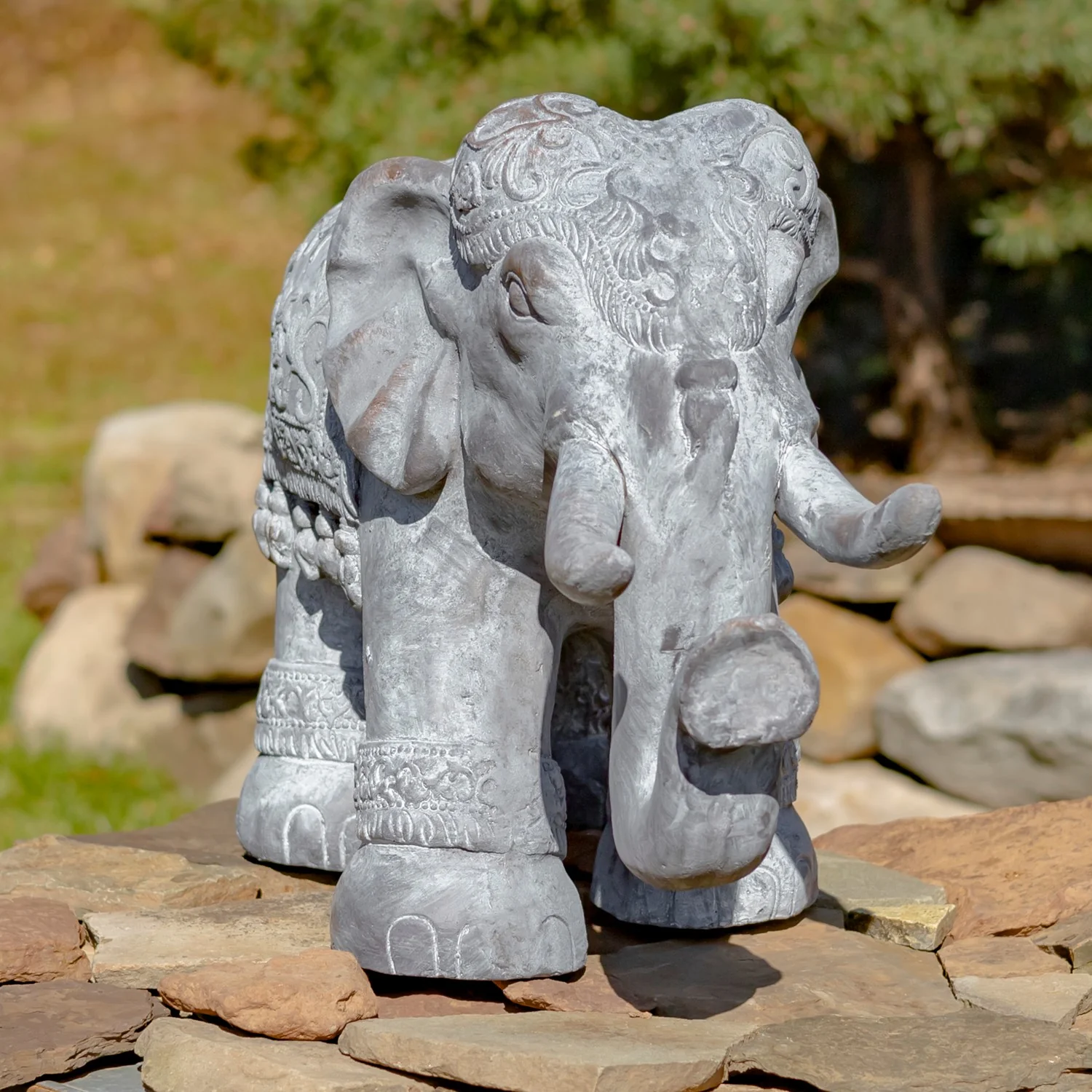 Elephant Garden Statue Symbol of Strength & Good Fortune - Image 4