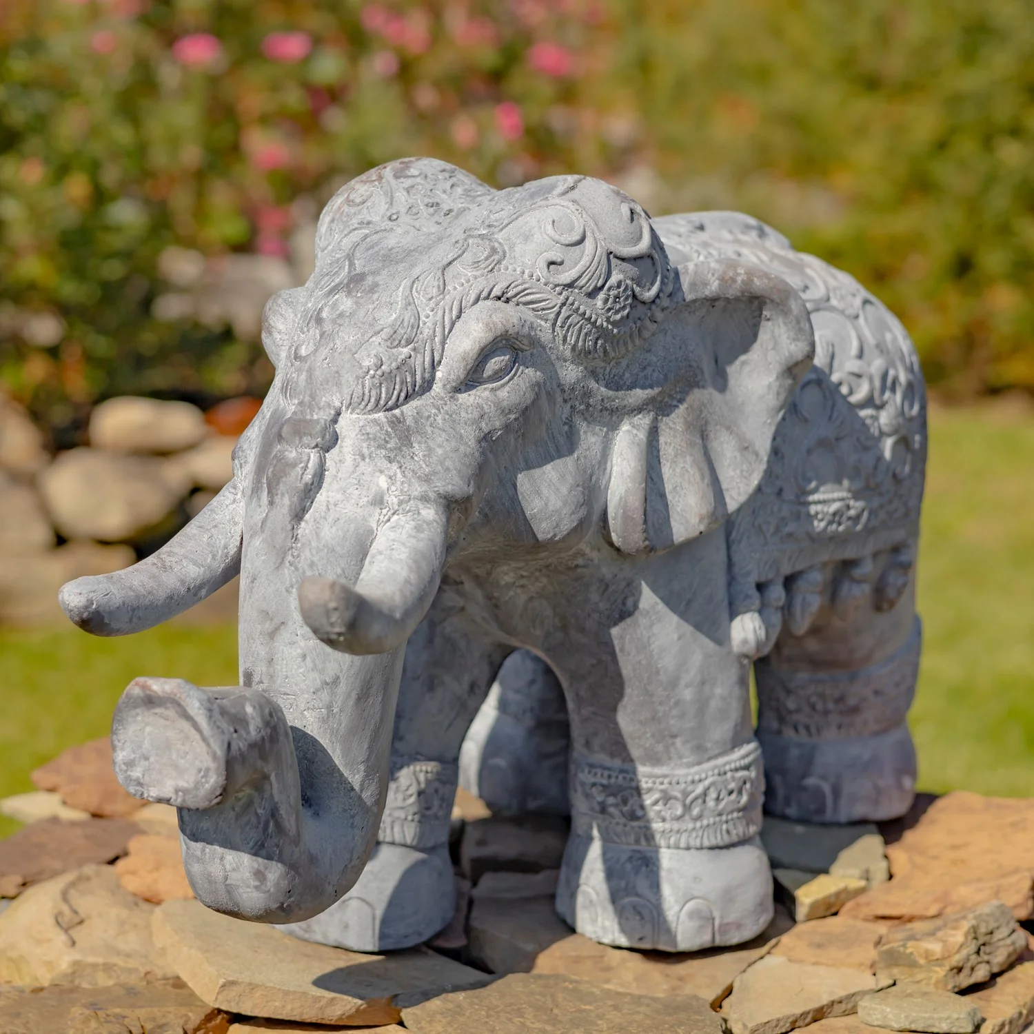 Elephant Garden Statue Symbol of Strength & Good Fortune - Image 5