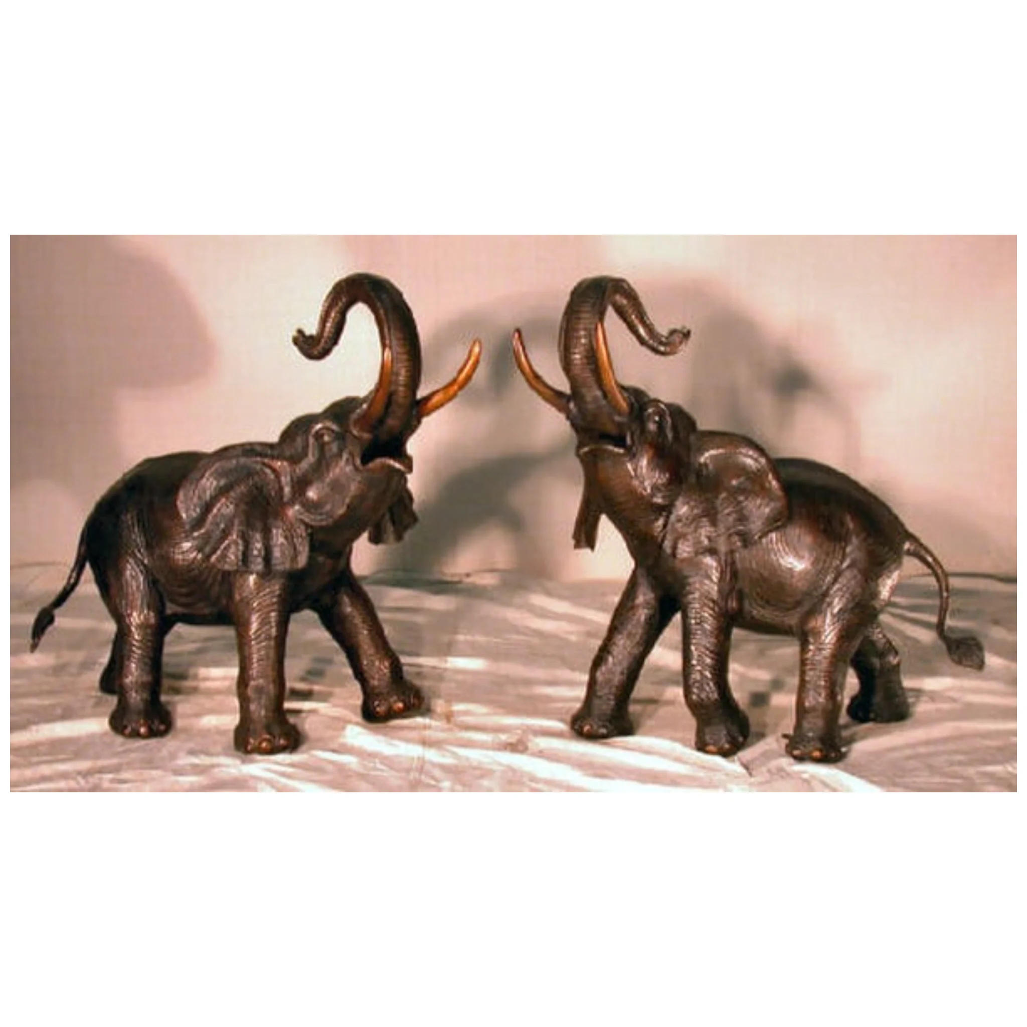 Elephant Pair Bronze Scultpures 38"high - Image 2