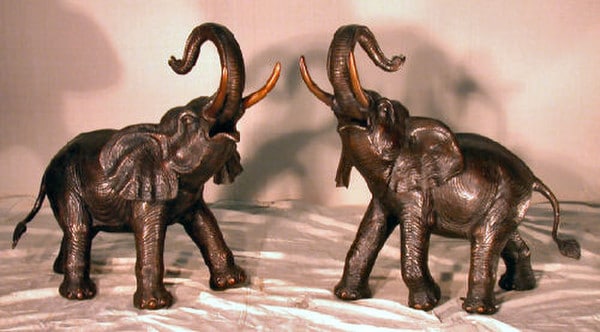 Elephant Pair Bronze Scultpures 38"high - Image 3