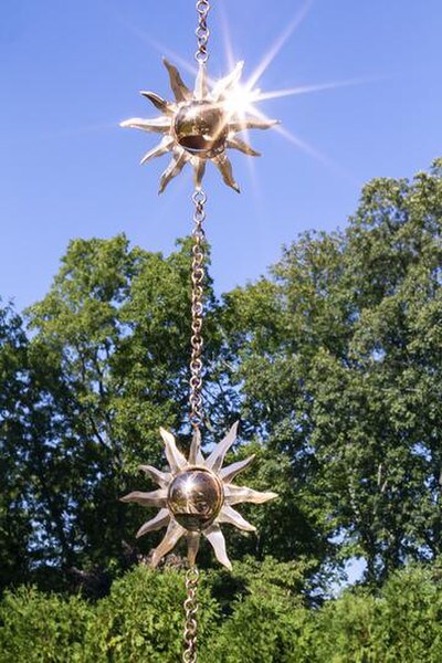 Sunburst Copper Rain Chain Downspout - Image 3