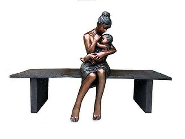 Embrace of Life Mother & Child on Bench Statue - Image 2