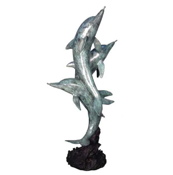 Entwined Dolphins Dance Bronze Garden Sculpture