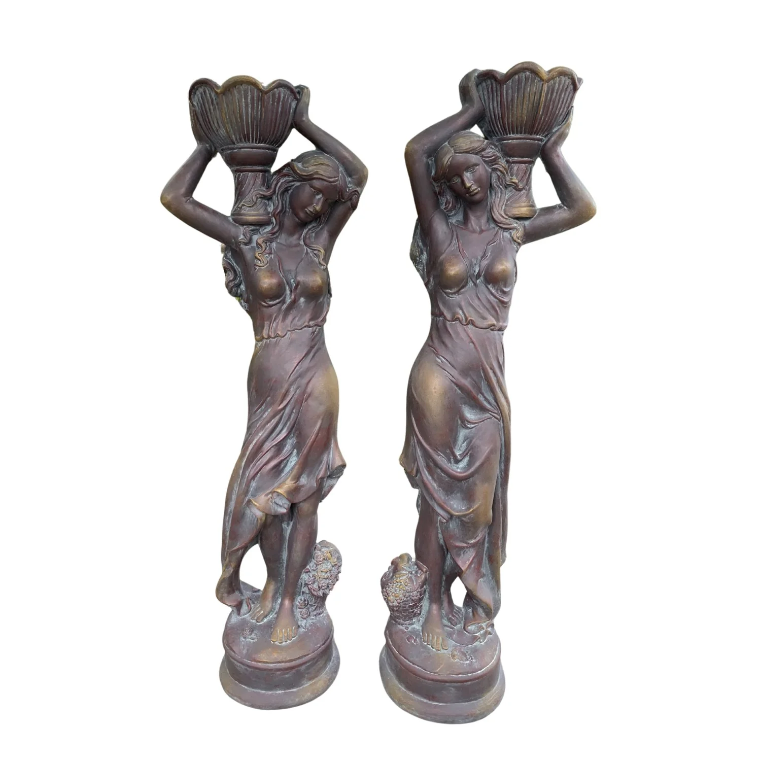 Estate Courtyard Maidens with Flower Planters – Set 71" High - Image 3