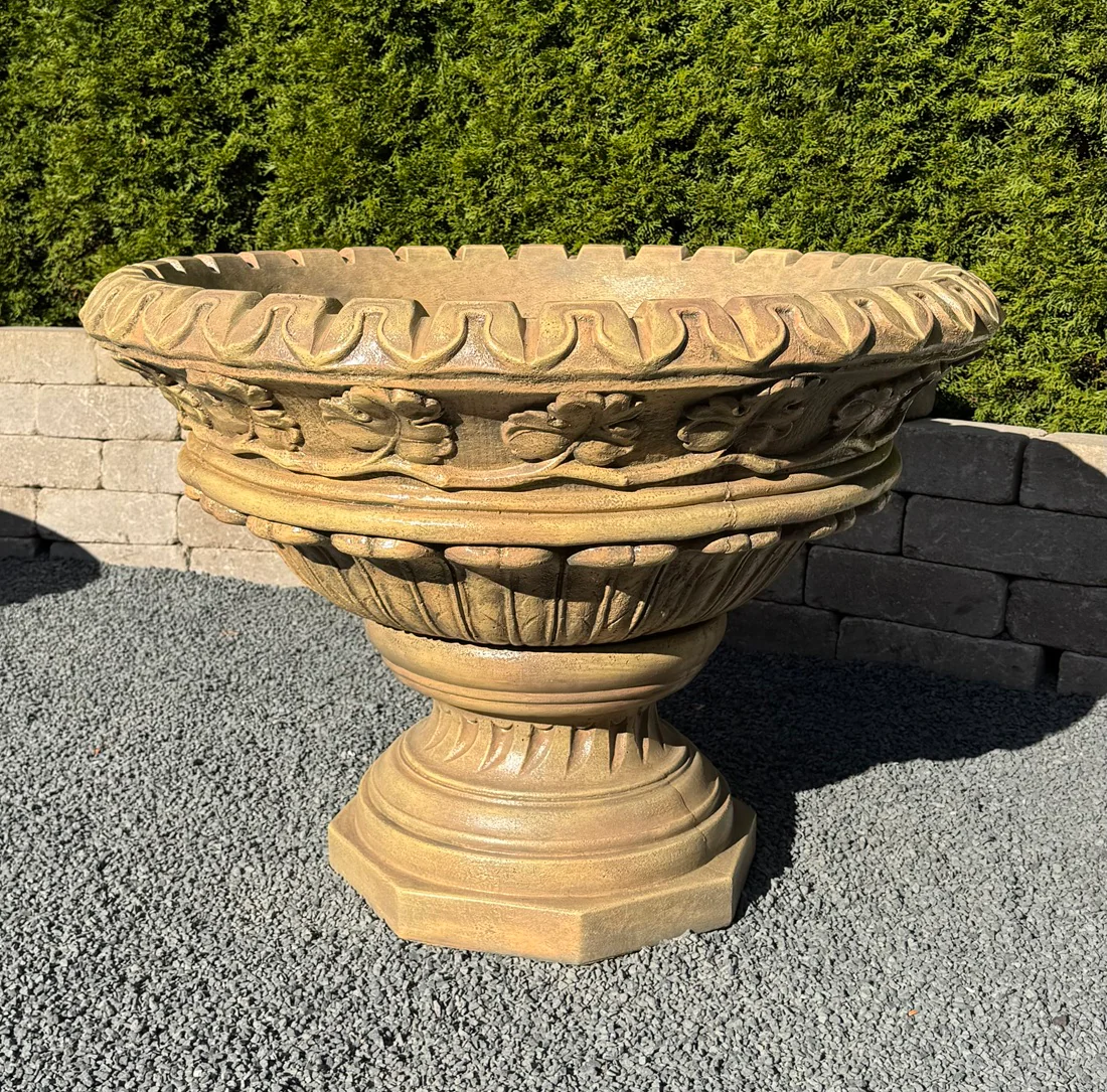 Estate Leaf Motif Garden Bowl Planter 39" Wide