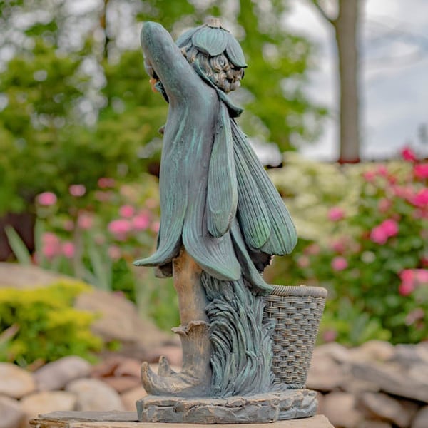 Fairy Garden Statue with Basket Planter 30" H - Image 5