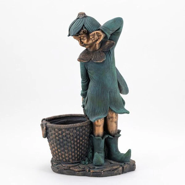 Fairy Garden Statue with Basket Planter 30" H - Image 7
