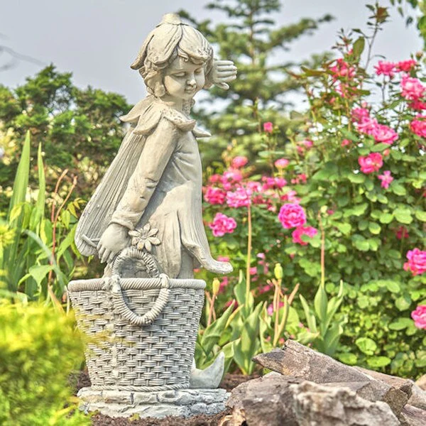 Fairy Garden Statue with Basket Planter Pixie 30" Tall - Image 3
