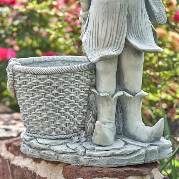 Fairy Garden Statue with Basket Planter Pixie 30" Tall - Image 4