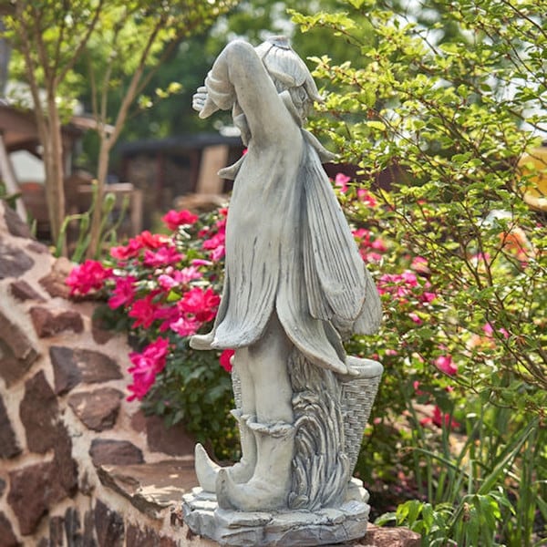 Fairy Garden Statue with Basket Planter Pixie 30" Tall - Image 5