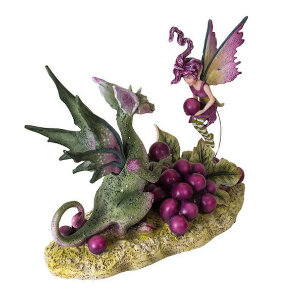Fairy Sharing Grapes with Dragon Sculpture - Image 2