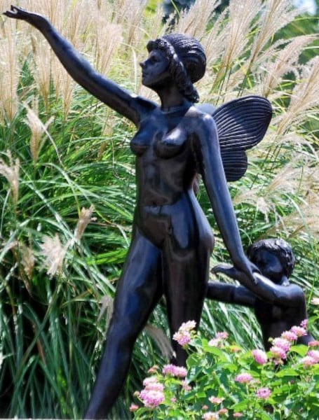 Fairy with Boy Bronze Statue - Image 2