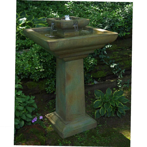 Falling Water Modern Square Garden Fountain with Light