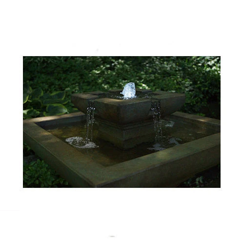 Falling Water Modern Square Garden Fountain with Light - Image 2