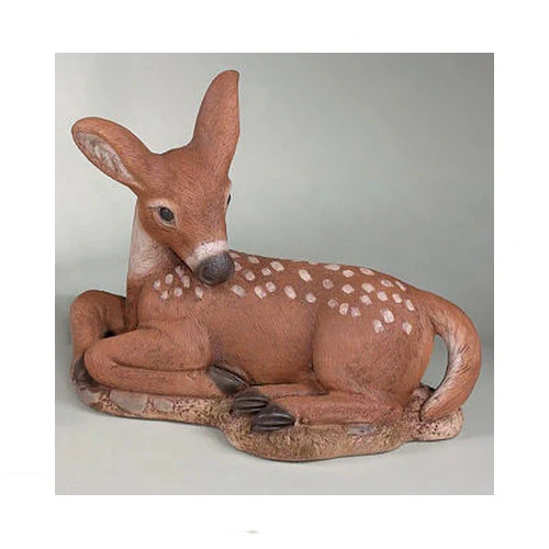 Resting Fawb Deer Sculpture – Cast Stone Garden Statue - Image 3