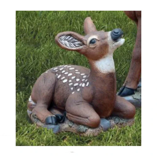 Fawn Laydown Deer Head Up Statue - Image 2