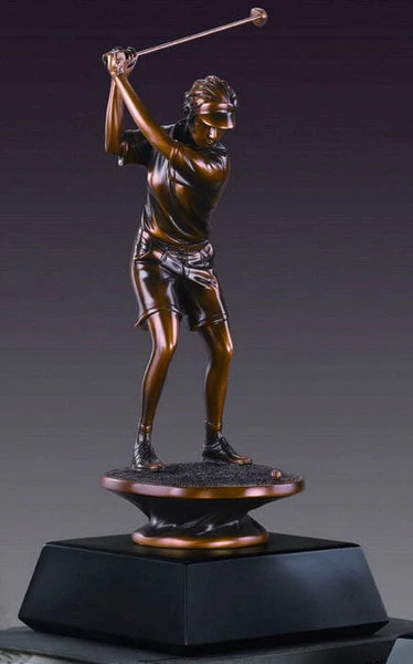 Female Golfer Swing Award Sculpture 10" High - Image 2