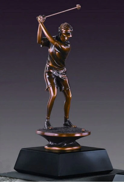 Female Golfer Swing Award Sculpture 10" High - Image 3
