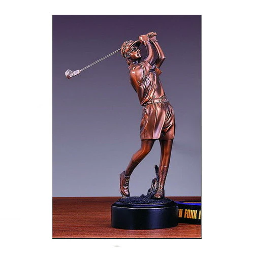 Female Golfer Swing Award Sculpture 9" High