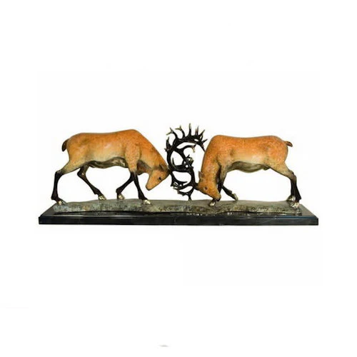 Fighting Bucks Two Deer Fighting Bronze Sculpture - Image 2