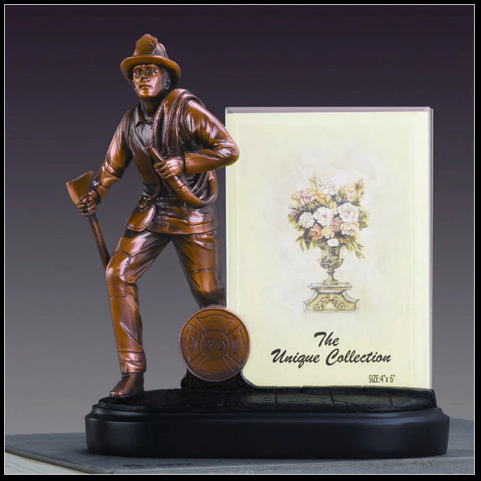 Fireman Photo Picture Frame Sculpture 8.5" High - Image 3