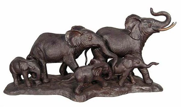 Five Elephants Bronze Sculpture - Image 4